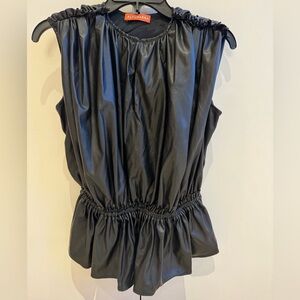 Altuzarra leather black top , ruffled at the shoulders